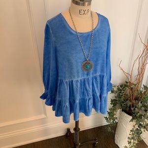 NWT Tiered Ruffle Scoop neck Boho Top